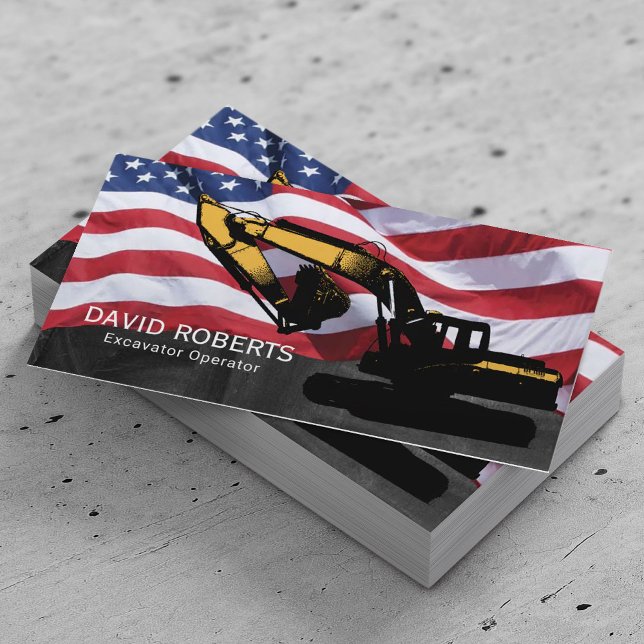 Cartão De Visita Operador de Instalações de Escavação de Construção (Criador carregado)