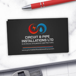 Cartão De Visita Operador elétrico e canalização profissional