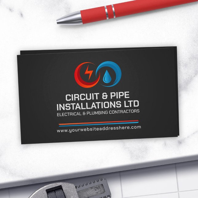 Cartão De Visita Operador elétrico e canalização profissional (Criador carregado)