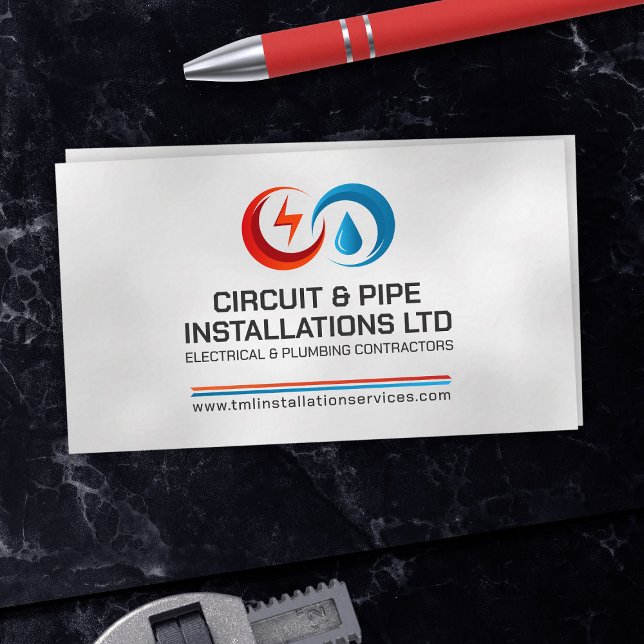 Cartão De Visita Operador elétrico e canalização profissional (Criador carregado)