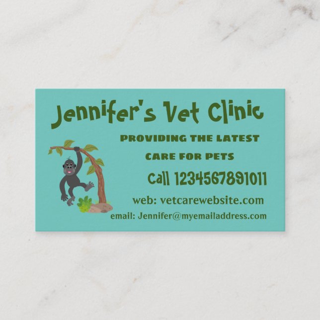 Cartão De Visita Óptica de desenho animado de gorila de bebê feliz (Frente)