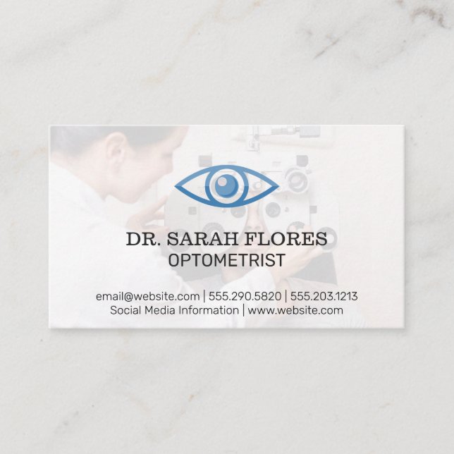 Cartão De Visita Optometrista | Phoropter | Ícone Olho (Frente)