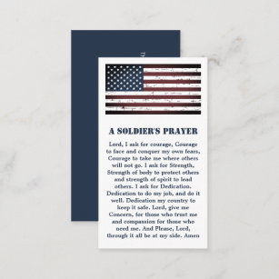 Cartão De Visita Oração de Soldado Bandeira Militar norte-americana