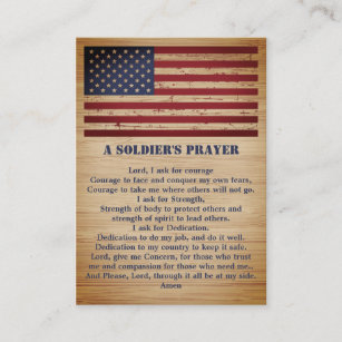 Cartão De Visita Oração de Soldado - Exército de Bandeira Americano