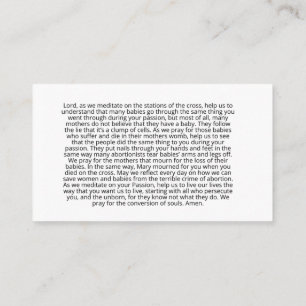 Cartão De Visita Oração de vida útil para as estações da cruz