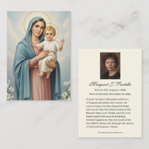 Cartão De Visita Oração Fúnebre Católica Maria Jesus Memorial