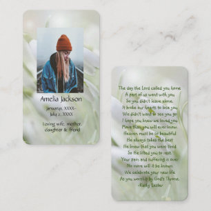 Cartão De Visita Oração Memorial Bolsa de Neve Flores de Jardim