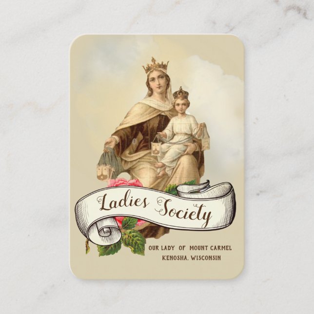 Cartão De Visita Oração religiosa católica do Monte Carmel (Frente)