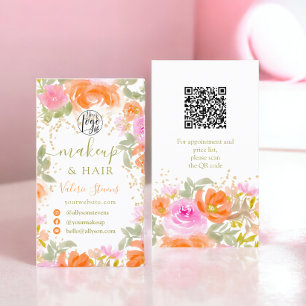 Cartão De Visita Orange Boho flores silvestres cabelo de aquarela