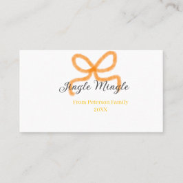 Cartão De Visita Orange bow jingle Mingle retro boho family namdate