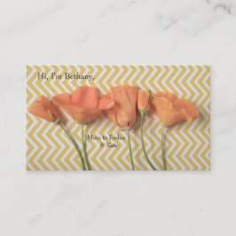 Cartão De Visita Orange California poppies na superfície do chevron