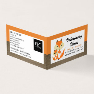 Cartão De Visita Orange Fox, Veterinarian, Veterinary Detailed