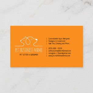 Cartão De Visita Orange Petsitter logotipo de cachorro e gato veter