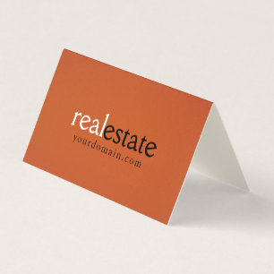 Cartão De Visita Orange Real Estate Agent Minimalista Modern Plain