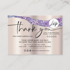 Cartão De Visita Ordem Moderna de Folha e Largura Obrigado