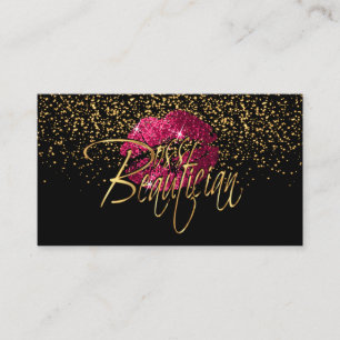 Cartão De Visita Ordem Personalizada - Confetti Dourado e Lábios R