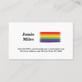 Cartão De Visita Orgulho gay Rainbow Estilo de Pincel Minimalista