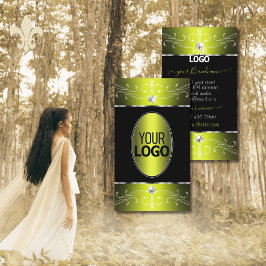 Cartão De Visita Ornamentado amarelo-claro-claro-luxo com logotipo