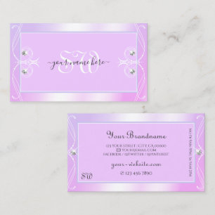 Cartão De Visita Ornamentado de Iniciais de Ouros Azuis de Pastel C