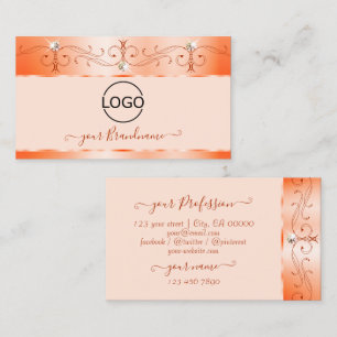 Cartão De Visita Ornamentado de Luxe Glam Salmão, Jovens Espumantes