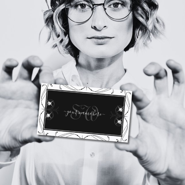 Cartão De Visita Ornamentado de Monograma de Ouros Estimulantes Pre (Criador carregado)