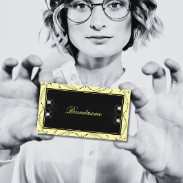 Cartão De Visita Ornamentado de Ouros de Espumantes Negra Ornamenta