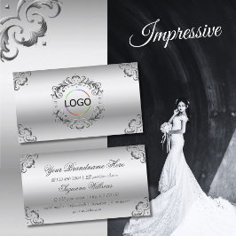 Cartão De Visita Ornamentado de prata de luxo decor com barramento 