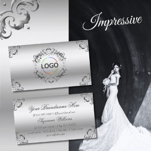 Cartão De Visita Ornamentado de prata de luxo decor com barramento 