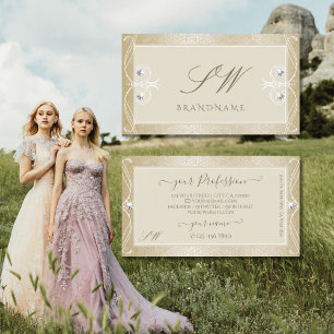 Cartão De Visita Ornamentado do Mosaico Beige Cream Minirograma Mon