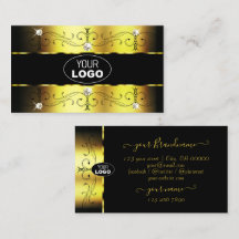 Ornamentado Negro Dourado de luxo borda com logoti