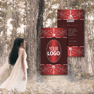 Cartão De Visita Ornamentado Noble Wine Red Burgundy com logotipo