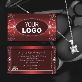Cartão De Visita Ornamentado Vermelho Luxurioso Ouros Espumantes co