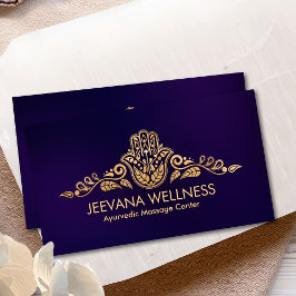 Cartão De Visita Ornamento de Folha de Mão do ouro Hamsa