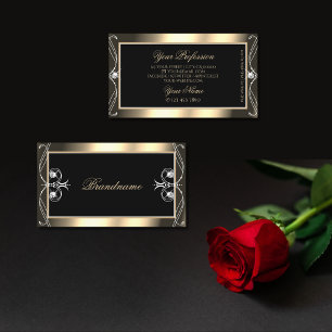 Cartão De Visita Ornamentos de Diamantes Dourados Luxuriosos Pretos