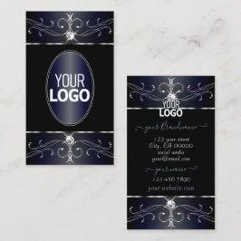 Cartão De Visita Ornamentos de Ornamentado preto com logotipo