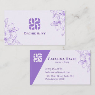 Cartão De Visita Orquídea Elegante Minimalista Ivy Floral Soft Lava
