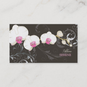 Cartão De Visita Orquídea PixDezines+espirais/cores escuras