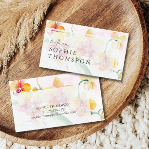 Cartão De Visita Orquídeas amarelas e vermelhas elegantes