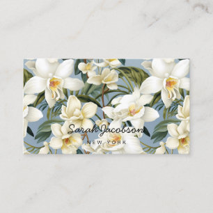 Cartão De Visita Orquídeas Brancas Elegantes