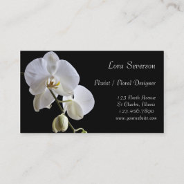 Cartão De Visita Orquídeas Brancas no Florista Negro