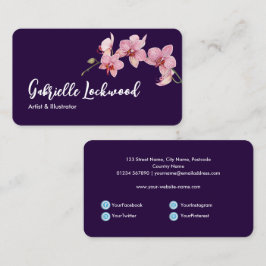 Cartão De Visita Orquídeas de Moda Cor-de-Água Rosa Orquídeas Socia
