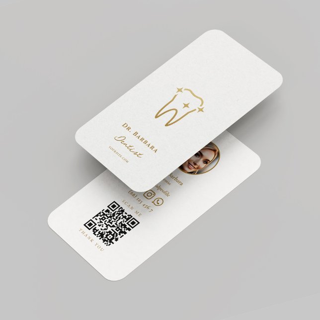 Cartão De Visita Ortodontista Dentista Branco Dourado Dentista Mode (Modern Dentist White Gold Dental Orthodontist Business Card
)