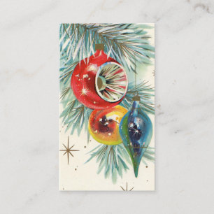 Cartão De Visita Os bulbos retros do natal vintage adicionam o