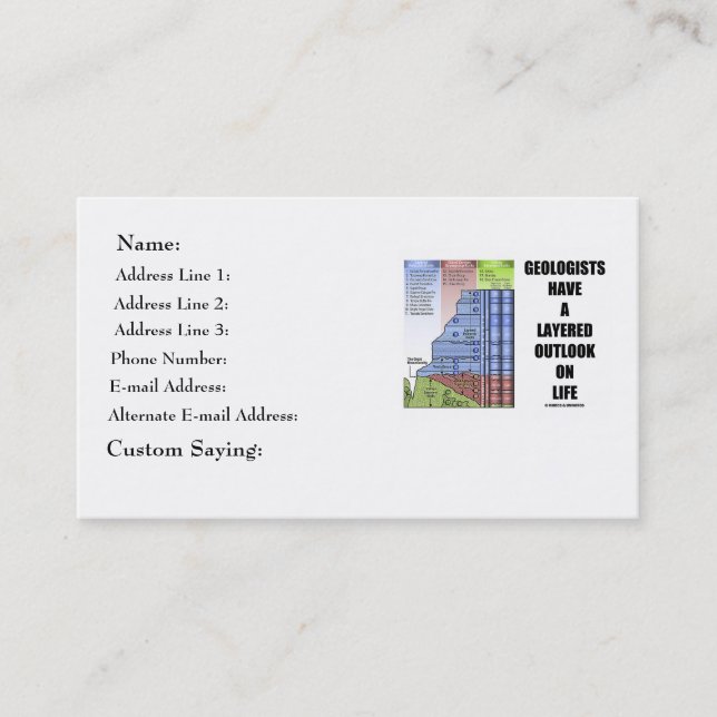 Cartão De Visita Os geólogos têm uma probabilidade mergulhada na (Frente)