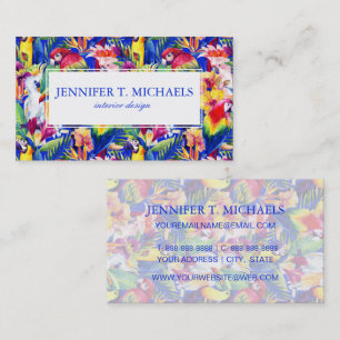 Cartão De Visita Os papagaios da aguarela   adicionam seu nome