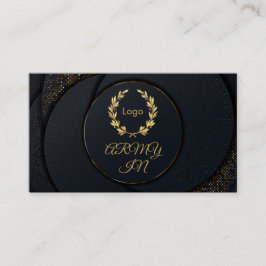 Cartão De Visita Os pontos do ouro do círculo preto