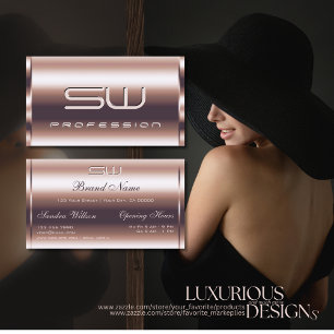 Cartão De Visita Ótica Dourada de Rosa de luxo Shimmery e Monograma