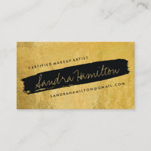 Cartão De Visita Ouro à moda e curso inclinado preto da escova