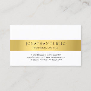 Cartão De Visita Ouro Branco Design Minimalista Moderno Elegante