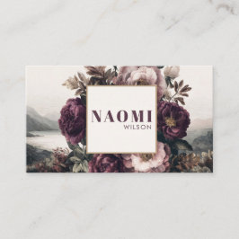 Cartão De Visita Ouro com Paisagem Floral e Melancólica Gravada Ant